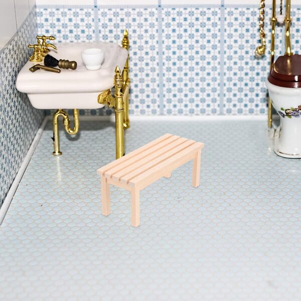 Beaupretty Panca Miniatura in Legno per Casa delle Bambole, Accessorio Decorativo Beige