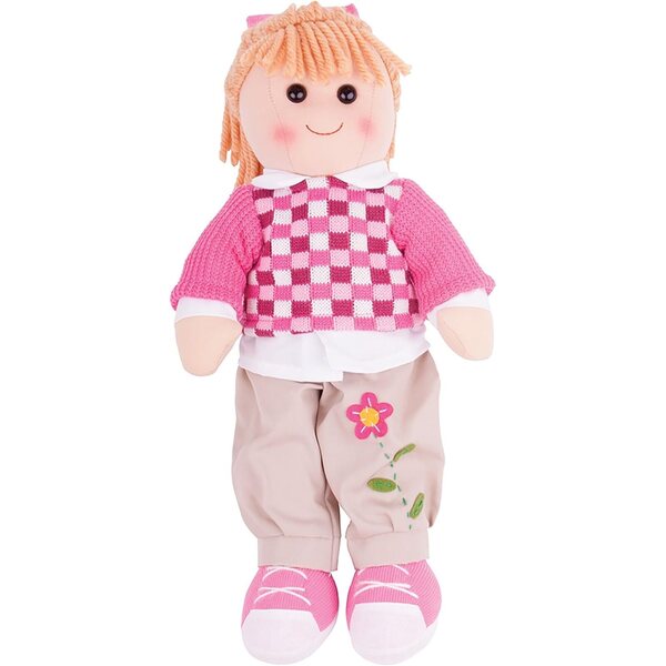 Lalka Melanie – Karierte Pulloverpuppe Bigjigs Spielzeug, Lernspiel