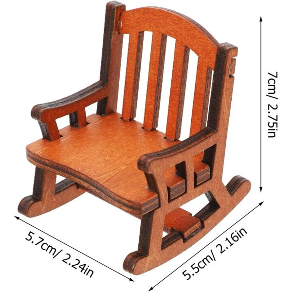 Mini-Schaukelstuhl aus Holz für Puppenhäuser und Miniaturdekorationen