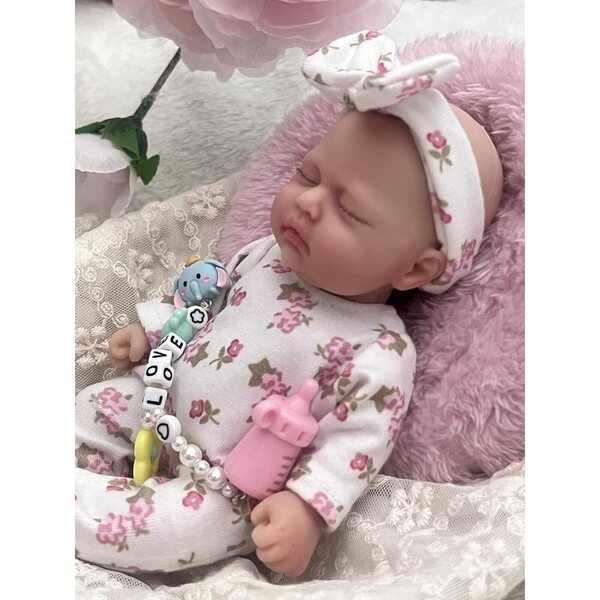 MYREBABY 7 Zoll realistische Silikon-Minipuppe mit Zubehör, weich und waschbar