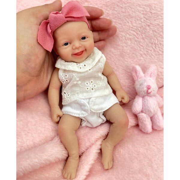 MYREBABY 17,8 cm Mini-Silikon-Rebornpuppe für Kinder, lebensecht und Stressabbauend