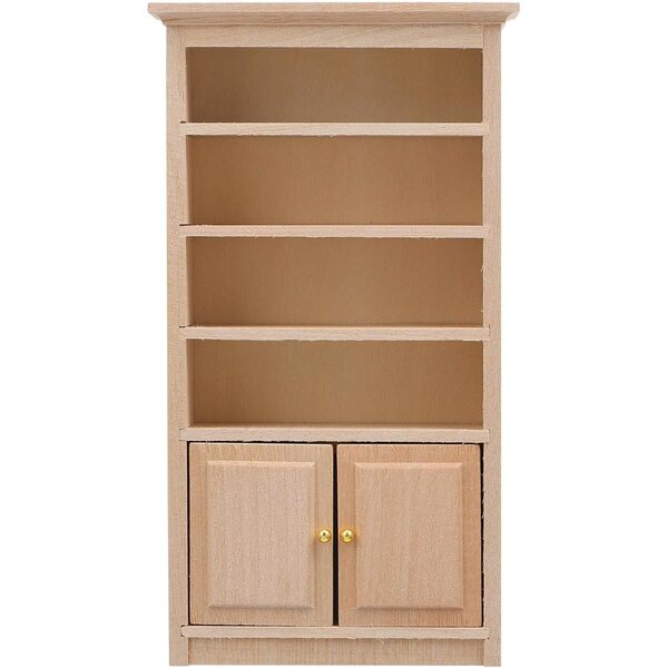 ERINGOGO Libreria in Legno Massello per Casa delle Bambole con Ante Dorate