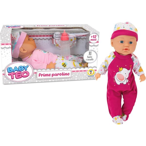 Teorema bambole interactive 30 cm con 10 suoni, succhietto e biberon per bimbi