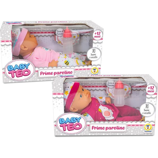 Teorema bambole interactive 30 cm con 10 suoni, succhietto e biberon per bimbi