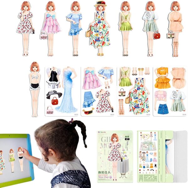 Bambole da vestire magnetiche Sollee - Set Principessa di Carta con 30 Vestiti Magnetici