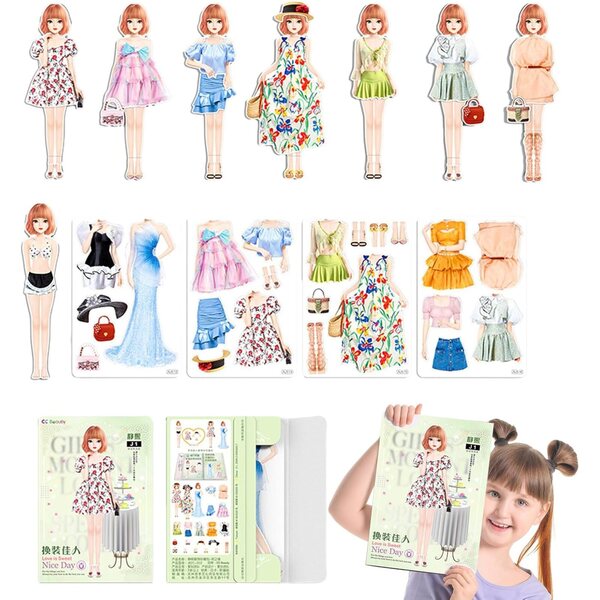 Bambole da vestire magnetiche Sollee - Set Principessa di Carta con 30 Vestiti Magnetici