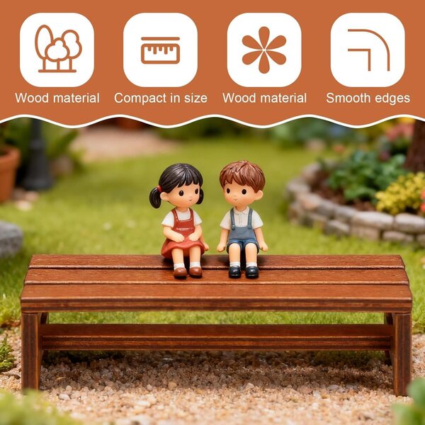 Mini Panca in Legno per Case delle Bambole, 2 Pezzi - Accessori Decorativi Miniatura