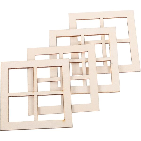 Mini Mobili per Casa delle Bambole in Legno Naturale Set 16 Finestre Vuote Decorativi
