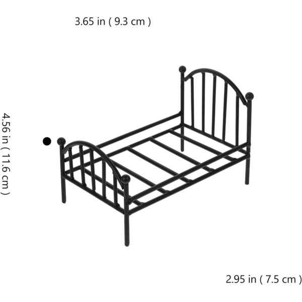 Mini Letto in Metallo Nero per Casa delle Bambole 16x11x10 cm ORFOFE
