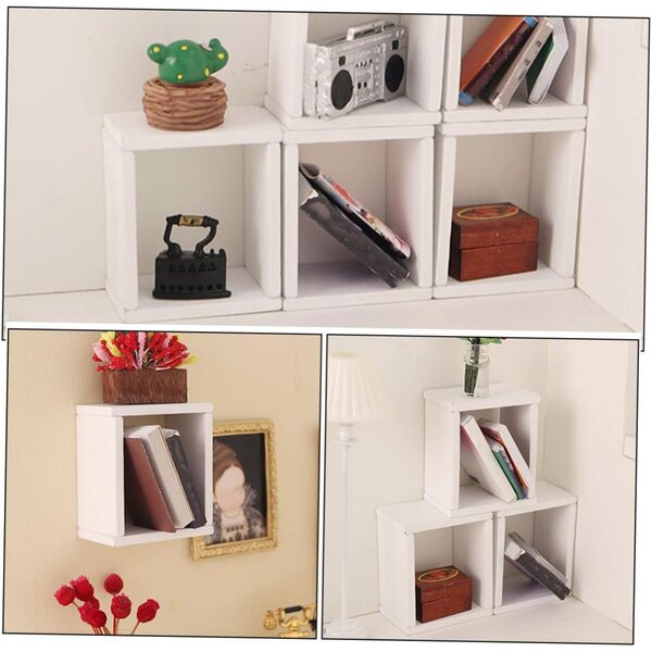 Mini Mobiletto in Legno Bianco 6 Pezzi per Casa delle Bambole - Arredo Miniatura Decorativo