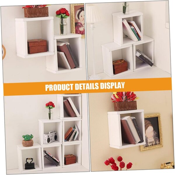 Mini Mobiletto in Legno Bianco 6 Pezzi per Casa delle Bambole - Arredo Miniatura Decorativo
