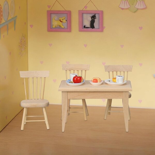 ERINGOGO Set Mobili Miniatura 12 Pezzi in Legno Tavolo e 6 Sedie Scala 1:12