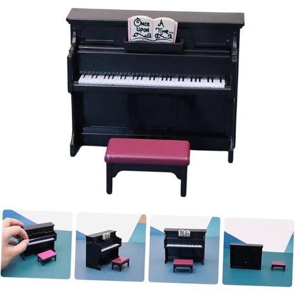 Mini-Klavier und Hocker-Set aus robustem Kunststoff für das ERINGOGO Puppenhaus