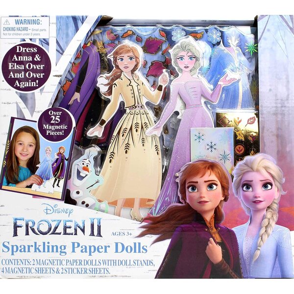Frozen 2 Barbie di Carta con Abiti Magnetici e Stickers Brillanti Disney