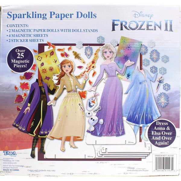 Frozen 2 Barbie di Carta con Abiti Magnetici e Stickers Brillanti Disney