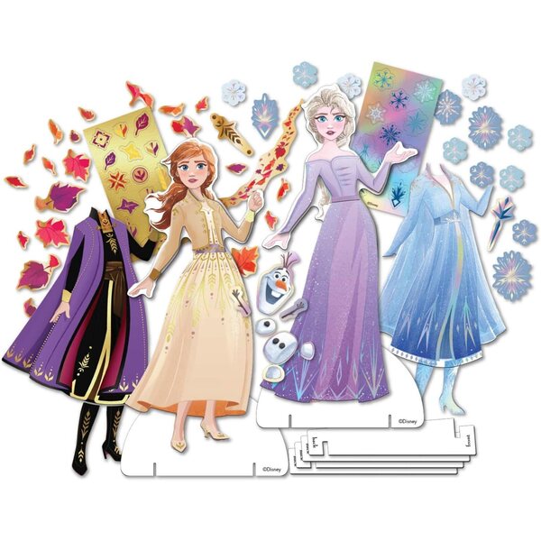 Frozen 2 Barbie di Carta con Abiti Magnetici e Stickers Brillanti Disney