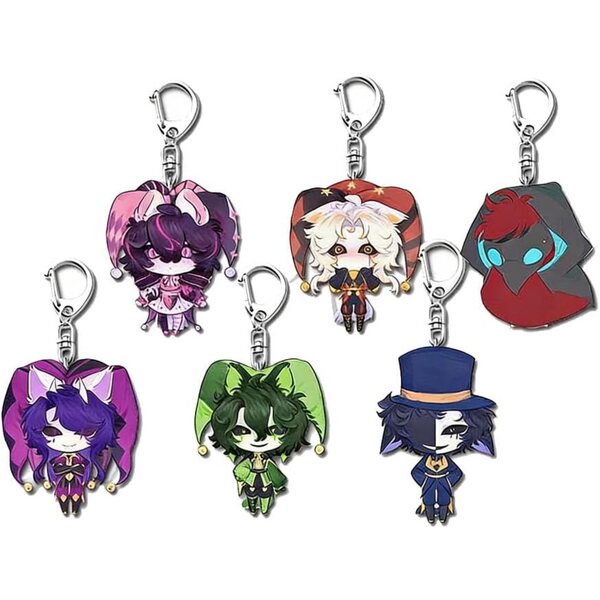 Set mit 4 FreaksCircus Acryl-Anime-Schlüsselanhängern, niedlichen und farbenfrohen Anhängern