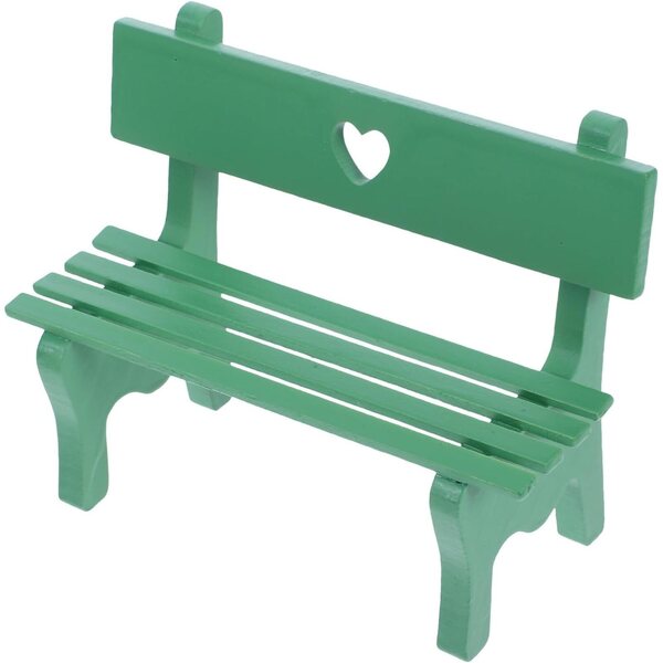 ORFOFE Mini Panca in Legno Verde Decorativa da Giardino per Case di Bambole