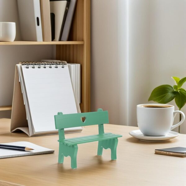 ORFOFE Mini Panca in Legno Verde Decorativa da Giardino per Case di Bambole