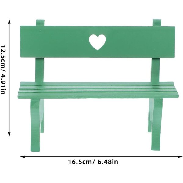ORFOFE Mini Panca in Legno Verde Decorativa da Giardino per Case di Bambole