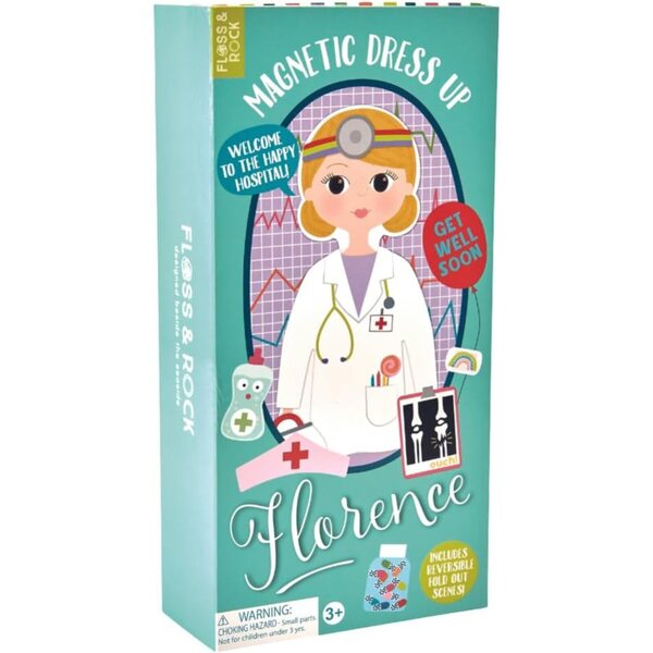 Floss & Rock Florence – Magnetische Holzpuppe 40 Stück – Lernspiel für Ärzte ab 3 Jahren