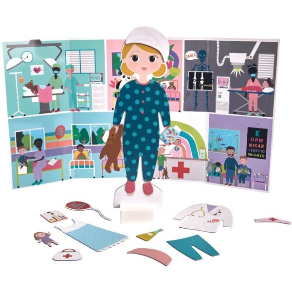 Floss & Rock Florence – Magnetische Holzpuppe 40 Stück – Lernspiel für Ärzte ab 3 Jahren