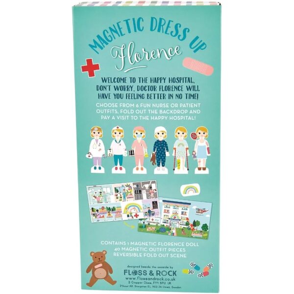 Floss & Rock Florence – Magnetische Holzpuppe 40 Stück – Lernspiel für Ärzte ab 3 Jahren