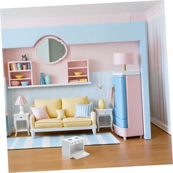 Mini Fornello in Legno per Casa delle Bambole - Accessorio Cucina in Miniatura
