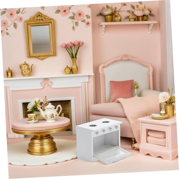 Mini Fornello in Legno per Casa delle Bambole - Accessorio Cucina in Miniatura