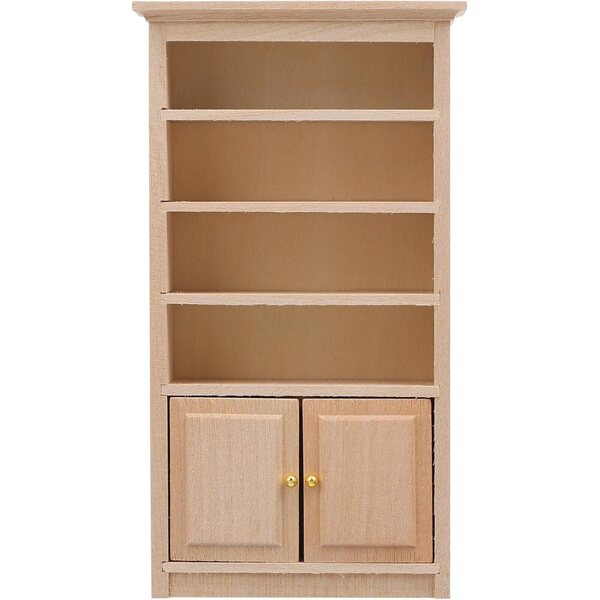 ERINGOGO Mini Libreria in Legno per Casa delle Bambole con Ante Dorate 15,8x8,7 cm