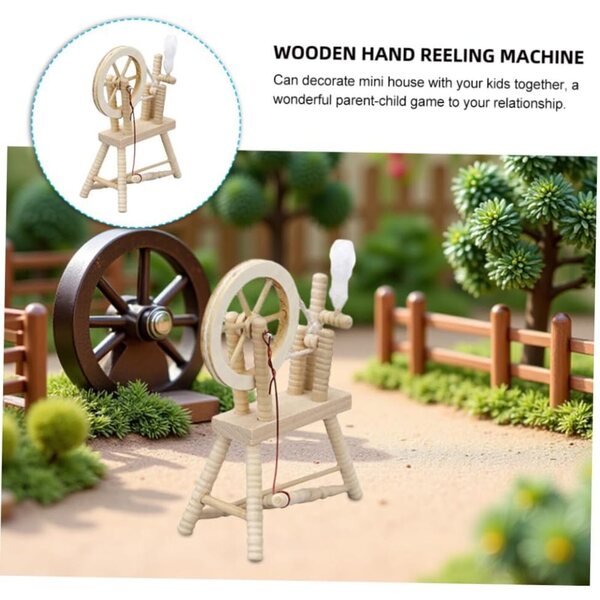 WOONEKY Mini Decorazione in Legno per Casa delle Bambole con Ruota Girevole Vintage