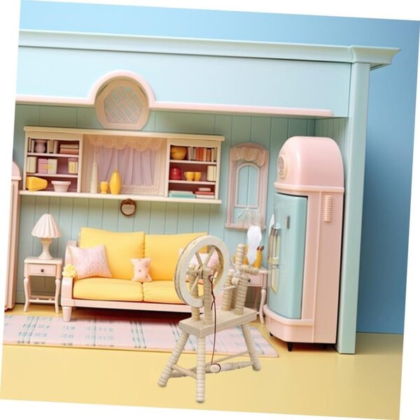 WOONEKY Mini Decorazione in Legno per Casa delle Bambole con Ruota Girevole Vintage