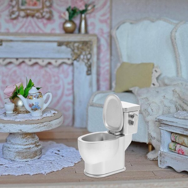 Mini Toilette in Ceramica per Casa delle Bambole in ABS con Suono 6x6 cm