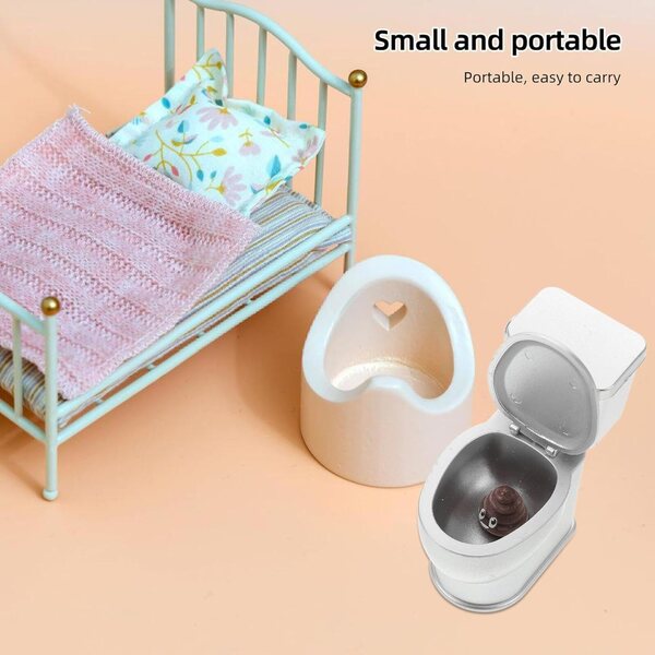 Mini Toilette in Ceramica per Casa delle Bambole in ABS con Suono 6x6 cm