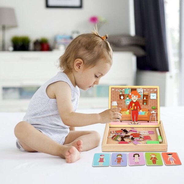 Magnetische Anziehpuppen aus Holz – Kreativ- und Lernspiel für Kinder