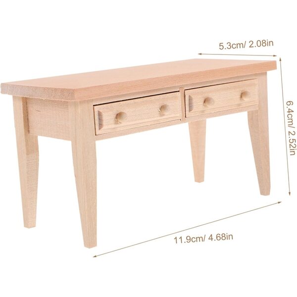 Set Mini Mobili Alasum Casa delle Bambole Tavolo e Sedia in Legno Realistici Beige
