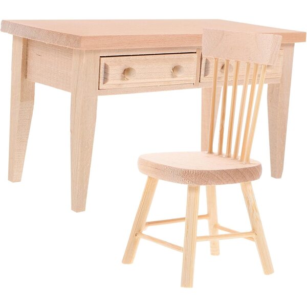 Set Mini Mobili Alasum Casa delle Bambole Tavolo e Sedia in Legno Realistici Beige