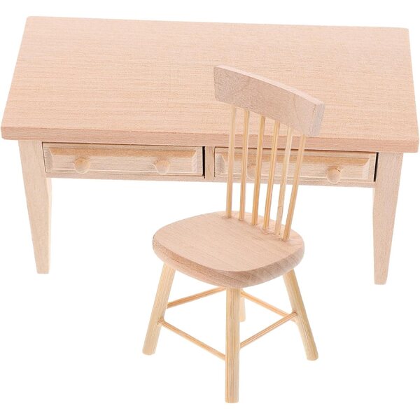 Set Mini Mobili Alasum Casa delle Bambole Tavolo e Sedia in Legno Realistici Beige