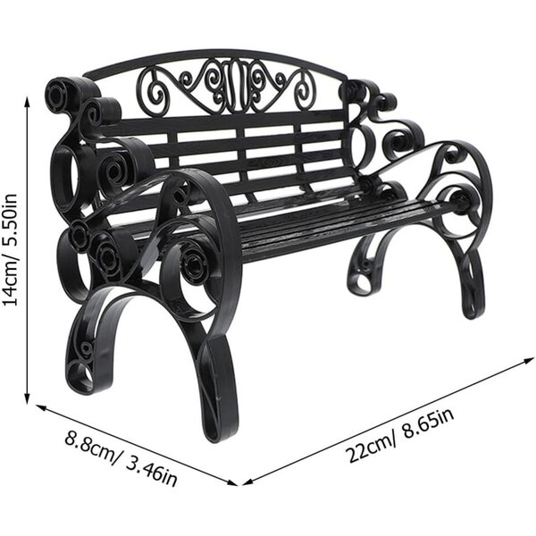 Set 2 Mini Panche Decorative Nere in Plastica per Casa delle Bambole e Diorami