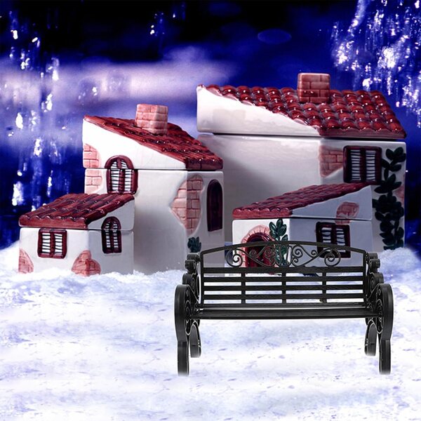 Set 2 Mini Panche Decorative Nere in Plastica per Casa delle Bambole e Diorami