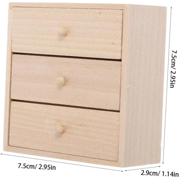 Mobiletto in legno miniatura per casa delle bambole 12 scale 7,5x7,5x2,9 cm