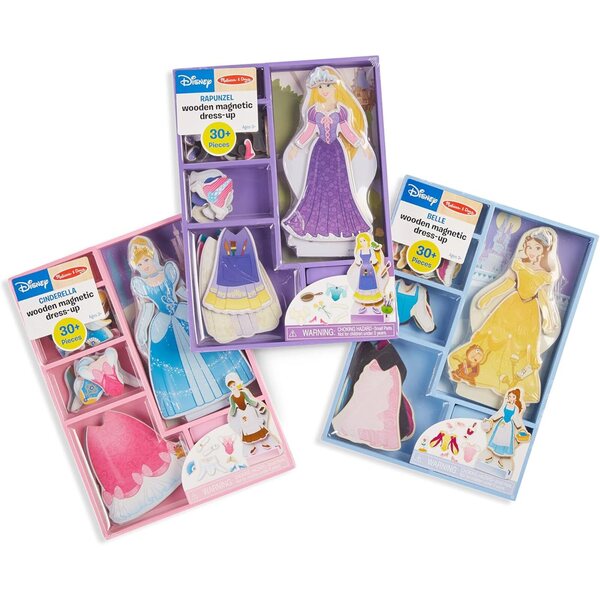Melissa & Doug Magnetisches Disney-Prinzessinnen-Set aus Holz – Aschenputtel, Belle und Rapunzel