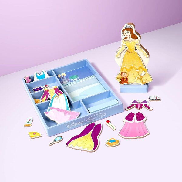 Melissa & Doug Magnetisches Disney-Prinzessinnen-Set aus Holz – Aschenputtel, Belle und Rapunzel