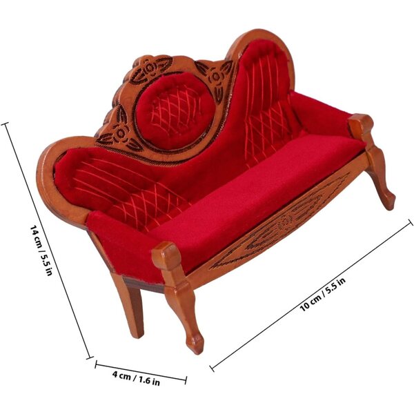 ERINGOGO Divano Miniatura in Legno di Betulla Color Caffè per Casa delle Bambole