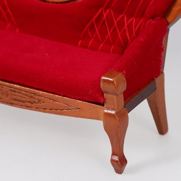 ERINGOGO Divano Miniatura in Legno di Betulla Color Caffè per Casa delle Bambole