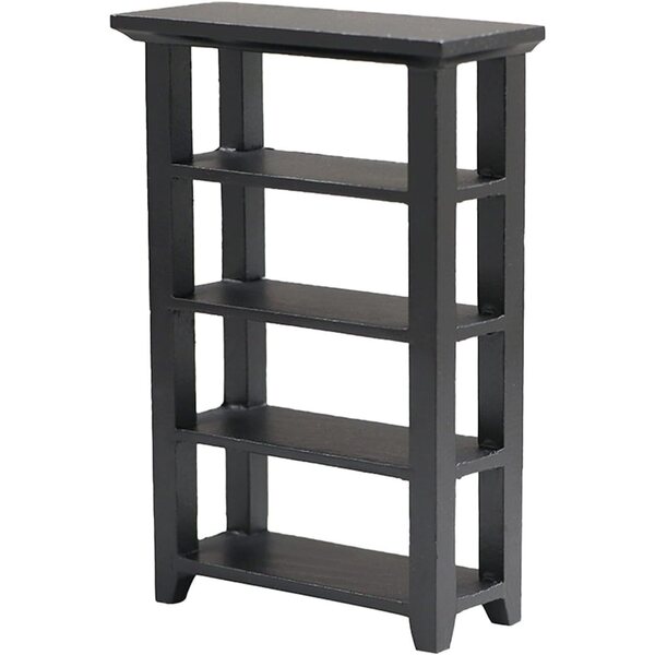 Scaffale Espositivo Miniatura Nero 4 Livelli per Casa delle Bambole in Legno