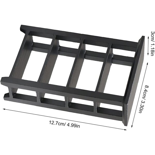 Scaffale Espositivo Miniatura Nero 4 Livelli per Casa delle Bambole in Legno