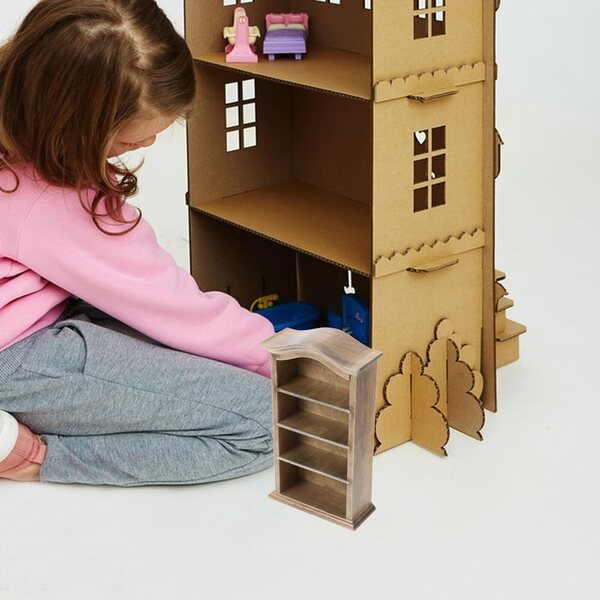 Puppenhaus-Miniatur-Bücherregal aus Holz, langlebig und detailliert, 16 x 9 cm