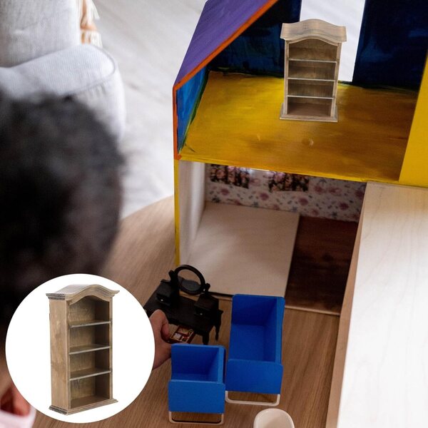 Puppenhaus-Miniatur-Bücherregal aus Holz, langlebig und detailliert, 16 x 9 cm