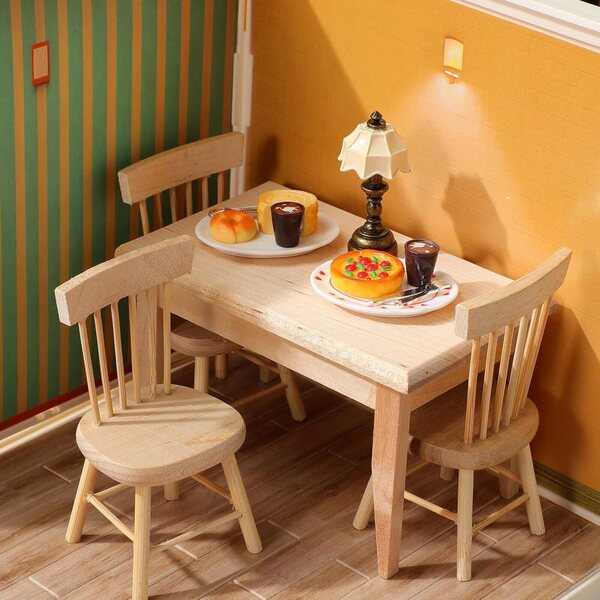 GARVALON Set Tavolo e 6 Sedie in Miniatura per Casa delle Bambole 1:12